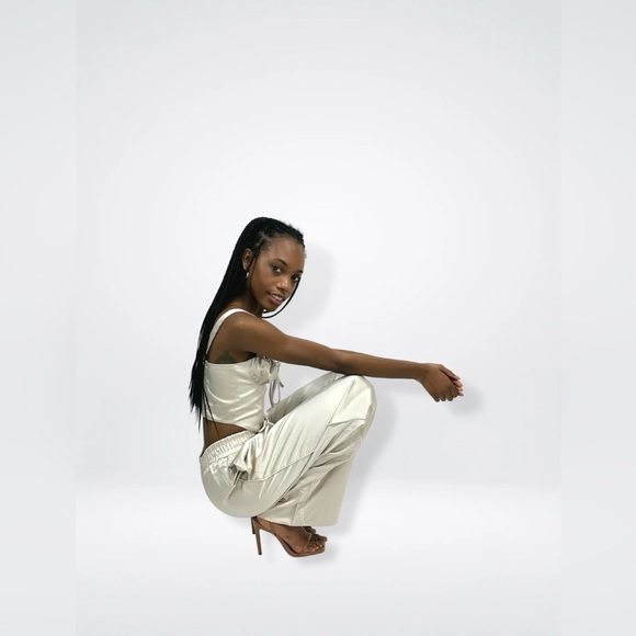 Cream Satin Top & Pants Set - Picture 5 of 7